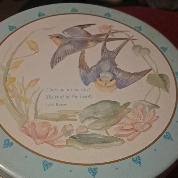 Decorative Tin with Bird Illustration Vintage - Picture 1 of 1